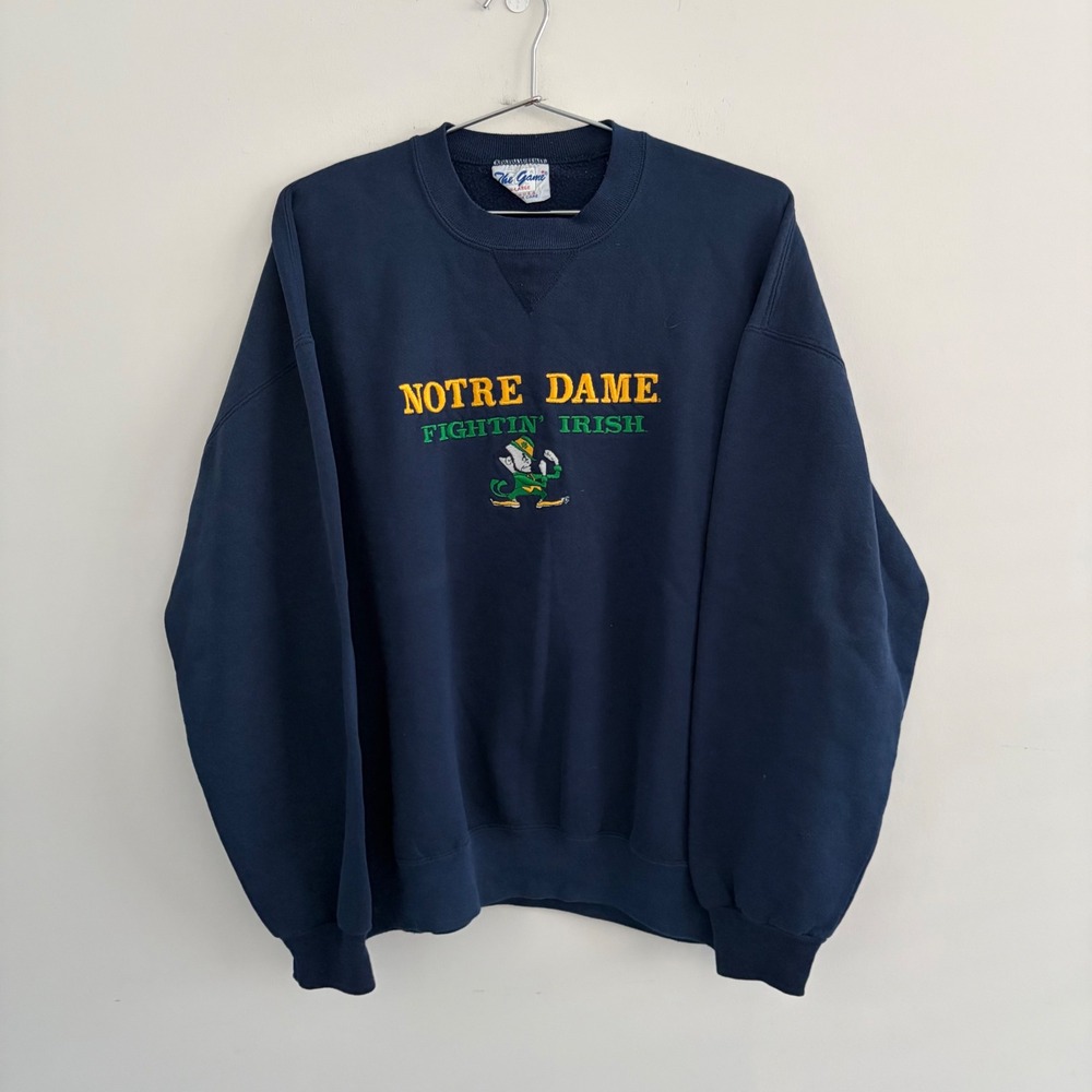 Vintage The Game Notre Dame Fighting Irish Sweatshirt Navy XL Made in USA